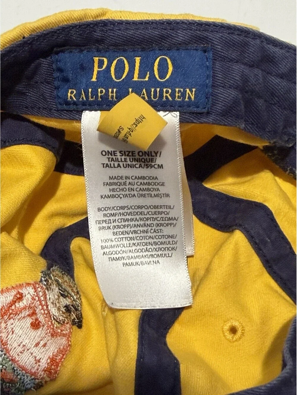 Mens Polo Ralph Lauren Beach Bear Adjustable Leather Strapback Yellow Hat